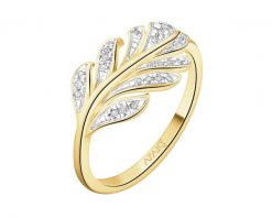 Pierścionek z żółtego złota z diamentami - liście - 0,08 ct - próba 585. Żółte pierścionki Apart, z diamentem, złote. Za 3,359.00 zł.