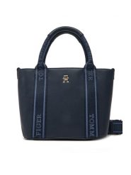 Tommy Hilfiger Torebka Th Logotape Mini Tote AW0AW17201 Granatowy. Niebieskie torebki klasyczne TOMMY HILFIGER, bez wzorów, ze skóry, bez dodatków. Za 319.99 zł.