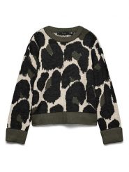 Vero Moda Sweter w kolorze kremowo-oliwkowo-czarnym rozmiar: L. Brązowe swetry Vero Moda, l, bez wzorów, bez ramiączek. Za 129.95 zł.