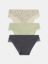 Bawełniane figi z koronką 3 pack - wielobarwny. Figi Sinsay, l, bez wzorów, z bawełny. Za 22.99 zł.