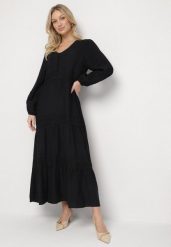 Czarna Sukienka z Wiskozy o Rozkloszowanym Kroju z Koronkowymi Wstawkami Gonessae. Czarne sukienki Born2be, na co dzień, l, bez wzorów, z koronki, eleganckie, bez kołnierzyka, bez ramiączek, maxi, rozkloszowane. Za 139.99 zł.