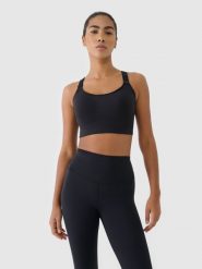 4F Biustonosz treningowy z wysokim wsparciem - czarny M. Czarne bielizna sportowa 4f, m, bez wzorów, z materiału. Za 179.99 zł.