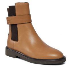 Sztyblety Tory Burch. Brązowe botki Tory Burch, bez wzorów, bez obcasa, na płaskiej podeszwie, bez zapięcia. Za 2,519.00 zł.