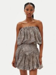 Bardot Bluzka Lissett Printed 59795TB Brązowy Relaxed Fit. Brązowe bluzki Bardot, bez wzorów, z syntetyku, bez kołnierzyka, bez ramiączek. Za 169.99 zł.