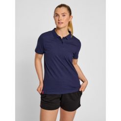 Damska elastyczna koszulka polo Hummel Red. Niebieskie koszulki polo Hummel, xs, bez wzorów, z bawełny, bez kołnierzyka, bez ramiączek. Za 141.00 zł.