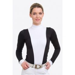 Koszulka konkursowa damska Queen. Czarne bluzki CAVALLIERA, xs, bez wzorów, z koronki, eleganckie, bez kołnierzyka, bez ramiączek. W wyprzedaży za 280.00 zł.