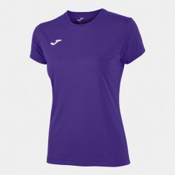 Koszulka do biegania damska Joma Combi z krótkim rękawem. Fioletowe bluzki Joma, xl, bez wzorów, sportowe, bez kołnierzyka, bez ramiączek. Za 59.99 zł.