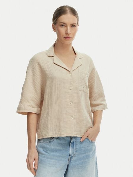 ONLY Koszula Thyra 15267839 Beżowy Regular Fit. Brązowe koszule Only, xs, bez wzorów, z bawełny, bez kołnierzyka, bez ramiączek. Za 101.99 zł.