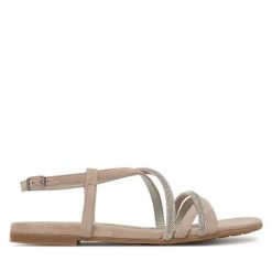 Sandały Tamaris. Szare sandały Tamaris, bez wzorów, bez obcasa, na płaskiej podeszwie, bez zapięcia. Za 289.99 zł.