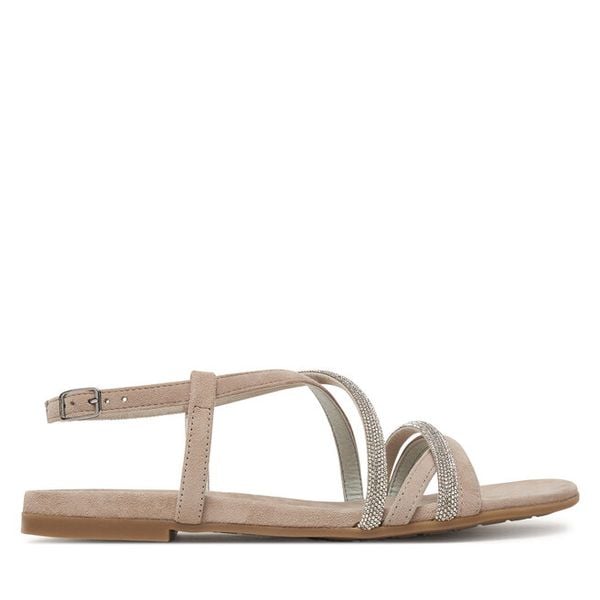 Sandały Tamaris. Szare sandały Tamaris, bez wzorów, bez obcasa, na płaskiej podeszwie, bez zapięcia. Za 289.99 zł.