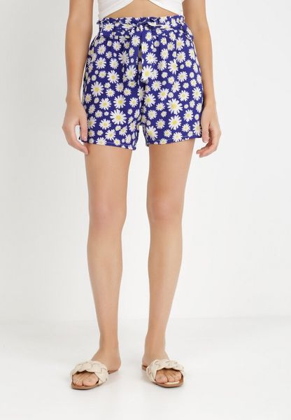 Granatowe Szorty Thaelochis. Niebieskie szorty Born2be, bez wzorów, z materiału, sportowe. Za 49.99 zł.