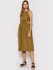 Sisley Sukienka letnia 4JOZLV00U Brązowy Regular Fit. Brązowe sukienki Sisley, na lato, bez wzorów, z bawełny, bez kołnierzyka, bez ramiączek. Za 339.99 zł.