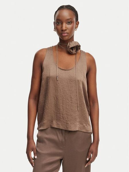 Marella Top Apogeo 2613161045 Brązowy Regular Fit. Brązowe topy Marella, bez wzorów, z acetatu, bez kołnierzyka, bez ramiączek. Za 489.99 zł.