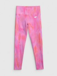 4F Legginsy treningowe szybkoschnące damskie - różowe XL. Czerwone legginsy 4f, xl, bez wzorów, z materiału, z podwyższonym stanem. Za 149.99 zł.