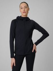 4F Bluza treningowa regular szybkoschnąca damska - czarna S. Czarne bluzy sportowe 4f, s, bez wzorów, bez kaptura. W wyprzedaży za 169.99 zł.
