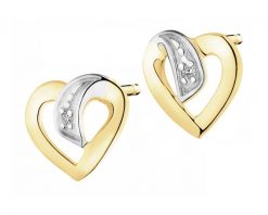 Kolczyki z żółtego złota z diamentami - serca - 0,005 ct - próba 375. Żółte kolczyki Apart, z diamentem, złote. Za 569.00 zł.