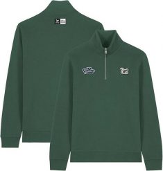 Bluza z zamkiem 1/4 – Polo – Organiczna – Dla dorosłych (zielona). Zielone bluzy sportowe SURF MONKEY, xl, z aplikacjami, z bawełny, bez kaptura. Za 349.95 zł.