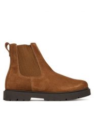 Birkenstock Sztyblety Highwood Slip On Mid 1030632 Brązowy. Brązowe botki Birkenstock, bez wzorów, ze skóry, bez obcasa, na płaskiej podeszwie, bez zapięcia. Za 859.99 zł.