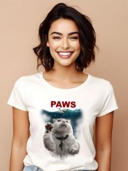 WOOOP Koszulka "Paws" w kolorze białym rozmiar: XXL. Białe bluzki Wooop, xxl, bez wzorów, z bawełny, bez kołnierzyka, bez ramiączek. Za 56.99 zł.