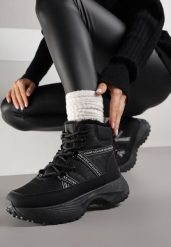 Czarne Śniegowce na Grubej Podeszwie z Geometrycznym Wzorem Alwedea. Czarne trapery i śniegowce Born2be, z jeansu. Za 99.99 zł.