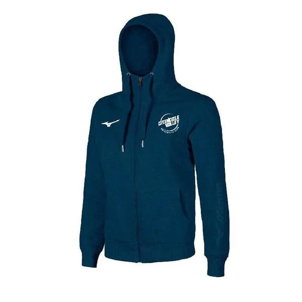 Bluza damska z kapturem Mizuno Fullzip Crew. Niebieskie bluzy Mizuno, xl, bez wzorów, z kapturem. Za 242.25 zł.