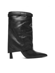 Eva Minge Botki EO-DULCE-GLC8537C-8.5-722-2 Czarny. Czarne botki Eva Minge, bez wzorów, ze skóry, bez obcasa, na szpilce, bez zapięcia. Za 699.99 zł.