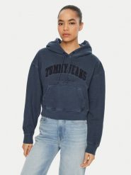 Tommy Jeans Bluza DW0DW19413 Granatowy Boxy Fit. Niebieskie bluzy Tommy Jeans, xxs, bez wzorów, z bawełny, bez kaptura. Za 279.99 zł.