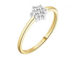 Pierścionek z żółtego złota z brylantami - 0,09 ct - próba 375. Żółte pierścionki Apart, z brylantem, złote. Za 1,190.00 zł.