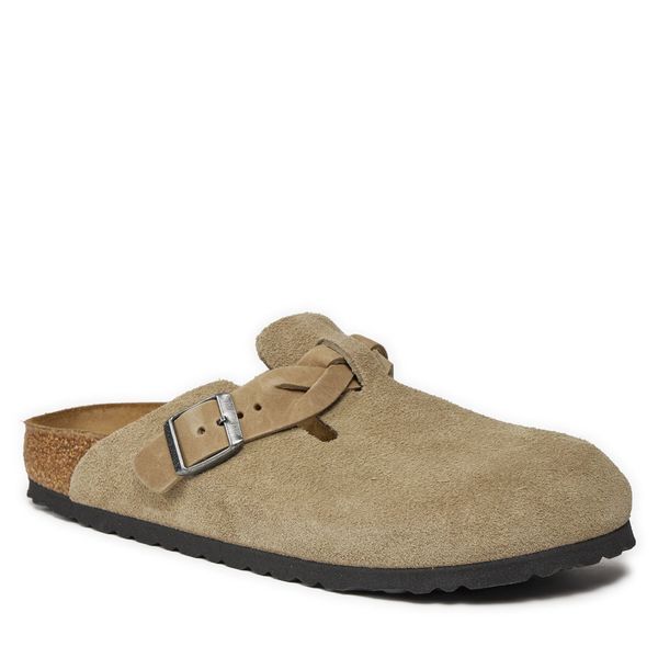 Klapki Birkenstock. Brązowe klapki Birkenstock, bez wzorów, bez obcasa. Za 719.99 zł.