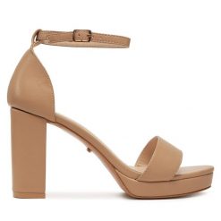Sandały DeeZee. Brązowe sandały DeeZee, bez wzorów, bez obcasa, na słupku, bez zapięcia. Za 159.99 zł.