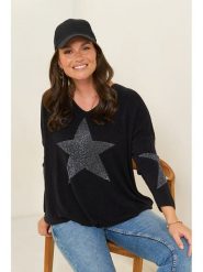 Curvy Lady Sweter w kolorze czarnym rozmiar: 40/42. Czarne swetry Curvy Lady, bez wzorów, bez ramiączek. Za 128.55 zł.