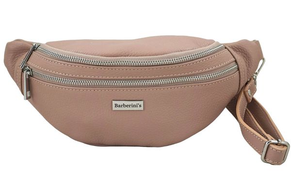 Saszetka skórzana nerka BARBERINI'S 985-18 pudrowa. Czerwone torebki klasyczne Barberini's, bez wzorów, ze skóry, bez dodatków. Za 164.99 zł.