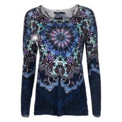 Desigual sweter damski Munich L, ciemnoniebieski. Niebieskie swetry Desigual, l, bez wzorów, z materiału, bez ramiączek. W wyprzedaży za 277.00 zł.