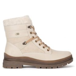 Trzewiki Remonte. Brązowe botki Remonte, bez wzorów, bez obcasa, na płaskiej podeszwie, bez zapięcia. Za 399.00 zł.