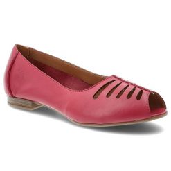 Baleriny damskie Maciejka, cholewka skóra naturalna ażurowe wycięcia odkryty nosek wsuwany fason niski obcas lekka konstrukcja, różowe, P7541-15/00-1. Czerwone baleriny Maciejka, w ażurowe wzory, ze skóry, bez obcasa, na obcasie. Za 209.00 zł.