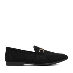 Lordsy JENNY. Czarne lordsy Jenny, bez wzorów, bez obcasa, bez zapięcia. Za 119.99 zł.