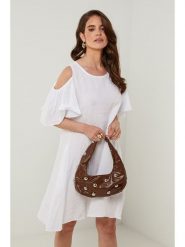 Rodier Lin Lniana sukienka w kolorze białym rozmiar: XL/XXL. Białe sukienki Rodier Lin, xl, bez wzorów, ze lnu, bez kołnierzyka, bez ramiączek, midi. Za 191.45 zł.