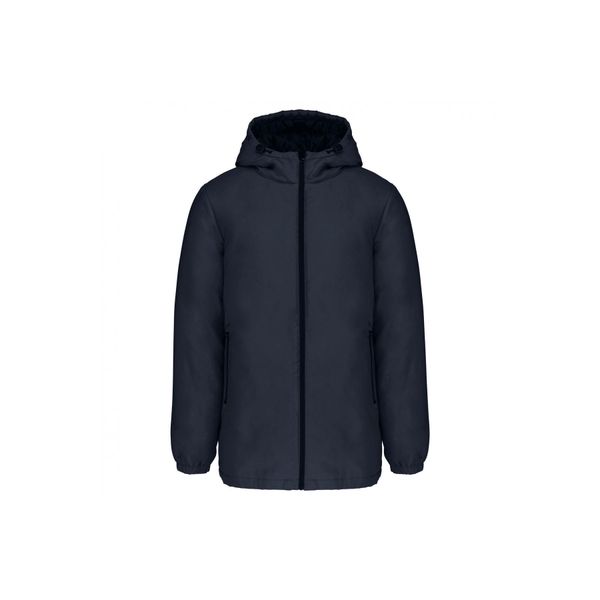 Recykowana parka z kapturem Kariban. Niebieskie parki KARIBAN, s, z materiału, z kapturem. Za 319.00 zł.