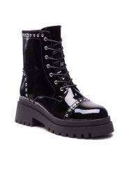 DeeZee Botki WS5667-01 Czarny. Czarne botki DeeZee, bez wzorów, ze skóry, bez obcasa, na płaskiej podeszwie, bez zapięcia. Za 199.99 zł.