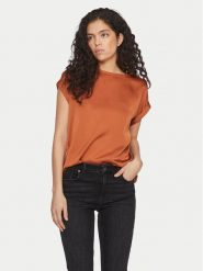 Vila T-Shirt Ellette 14059563 Pomarańczowy Regular Fit. Brązowe t-shirty Vila, bez wzorów, z syntetyku, bez kołnierzyka, bez ramiączek. Za 69.99 zł.