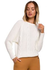 Made of emotion Sweter w kolorze kremowym rozmiar: L/XL. Brązowe swetry Made Of Emotion, l, bez wzorów, ze splotem, bez ramiączek. Za 96.83 zł.