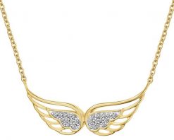 Naszyjnik z żółtego złota z diamentami - skrzydła - 0,05 ct - próba 375. Żółte naszyjniki Apart, z diamentem, złote. Za 1,659.00 zł.
