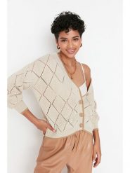 Trendyol Kardigan w kolorze beżowym rozmiar: S. Brązowe kardigany Trendyol, s, bez wzorów. Za 60.99 zł.