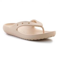 Japonki damskie Crocs Classic Flip V2. Brązowe klapki Crocs, bez wzorów, z materiału, bez obcasa. Za 175.00 zł.
