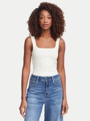 Guess Top W6YZ08 Z0979 Kremowy Slim Fit. Białe topy Guess, m, z aplikacjami, z syntetyku, bez kołnierzyka, bez ramiączek. Za 214.99 zł.