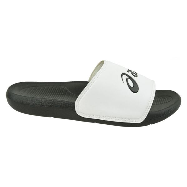 Lekkie Klapki Dla Dorosłych Unisex. Białe klapki Asics, bez wzorów, z gumy, z otwartym noskiem, bez obcasa, na obcasie. Za 132.99 zł.