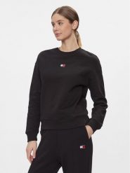 Tommy Jeans Bluza Badge DW0DW17325 Czarny Boxy Fit. Czarne bluzy Tommy Jeans, m, bez wzorów, z bawełny, bez kaptura. Za 282.99 zł.