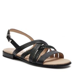 Sandały Caprice. Czarne sandały Caprice, bez wzorów, bez obcasa, na płaskiej podeszwie, bez zapięcia. Za 339.99 zł.