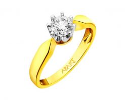 Pierścionek z żółtego i białego złota z brylantem - VVS2/G - 0,50 ct - próba 585. Białe pierścionki Apart, z brylantem, złote. Za 19,990.00 zł.