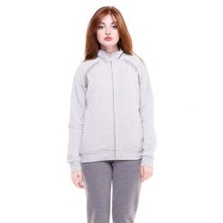 Bluza z bawełna z pełny zamek błyskawiczny na co dzień. Szare bluzy LEONE 1947 APPAREL, s, bez wzorów, z bawełny, bez kaptura. W wyprzedaży za 201.87 zł.